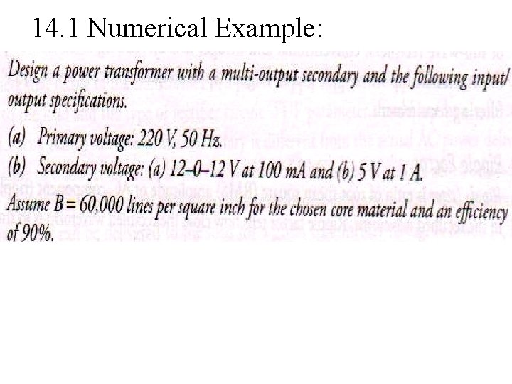 14. 1 Numerical Example: 