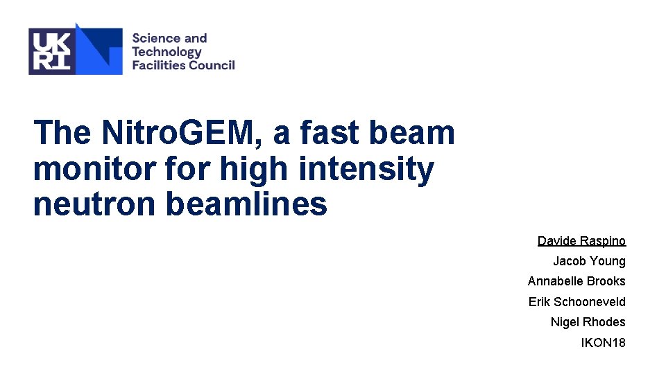 The Nitro. GEM, a fast beam monitor for high intensity neutron beamlines Davide Raspino