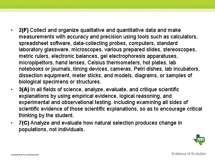  • • • 2(F) Collect and organize qualitative and quantitative data and make