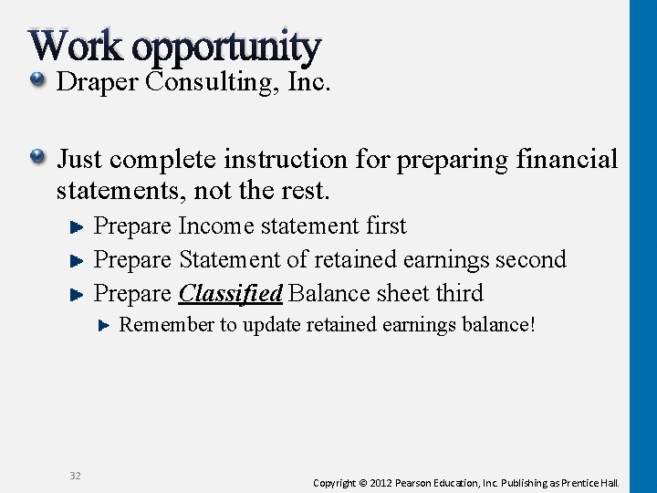 Work opportunity Draper Consulting, Inc. Just complete instruction for preparing financial statements, not the