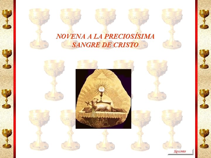 NOVENA A LA PRECIOSÍSIMA SANGRE DE CRISTO 