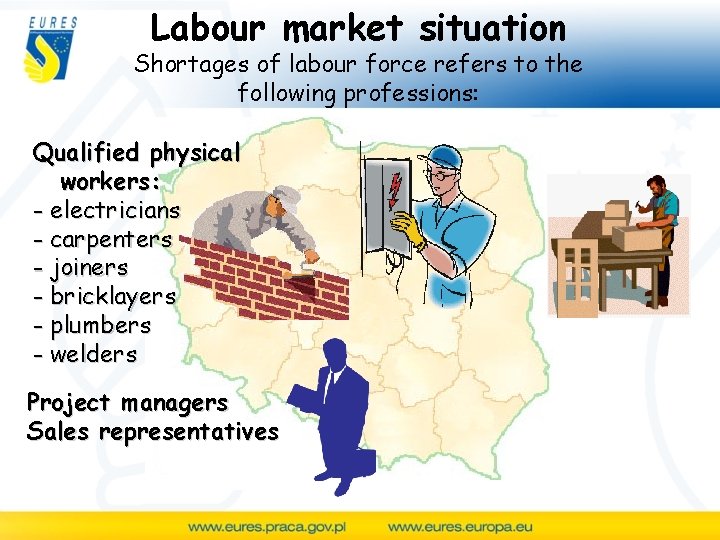 Labour market situation Shortages of labour force refers to the following professions: Qualified physical