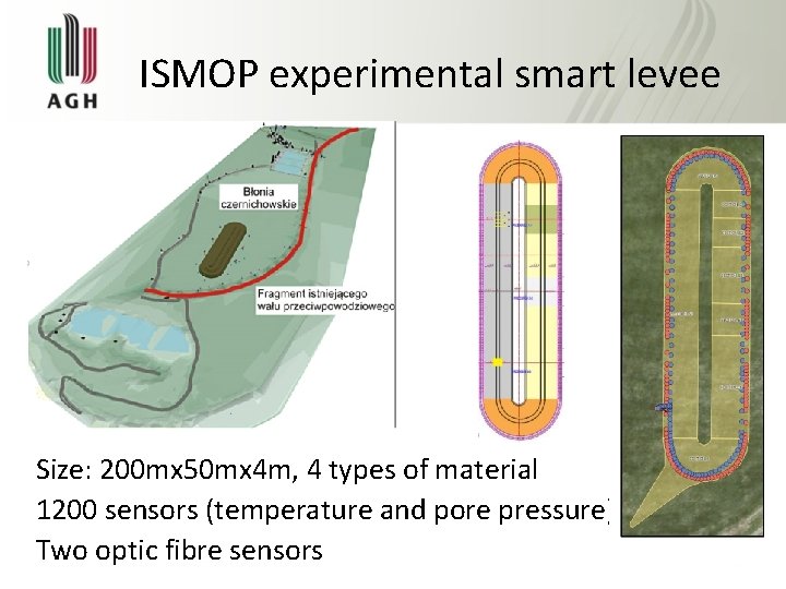 ISMOP experimental smart levee Size: 200 mx 50 mx 4 m, 4 types of