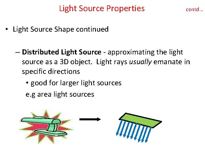 Light Source Properties contd… • Light Source Shape continued – Distributed Light Source -