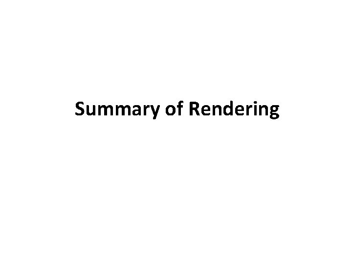 Summary of Rendering 