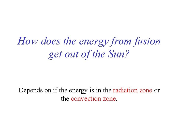 How does the energy from fusion get out of the Sun? Depends on if