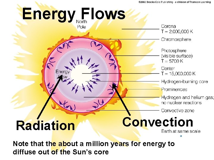 Energy Flows Radiation Convection Note that the about a million years for energy to