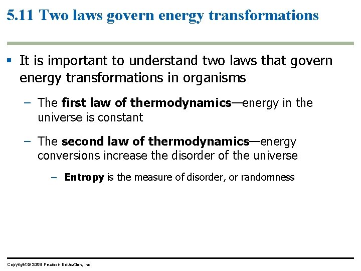 5. 11 Two laws govern energy transformations § It is important to understand two