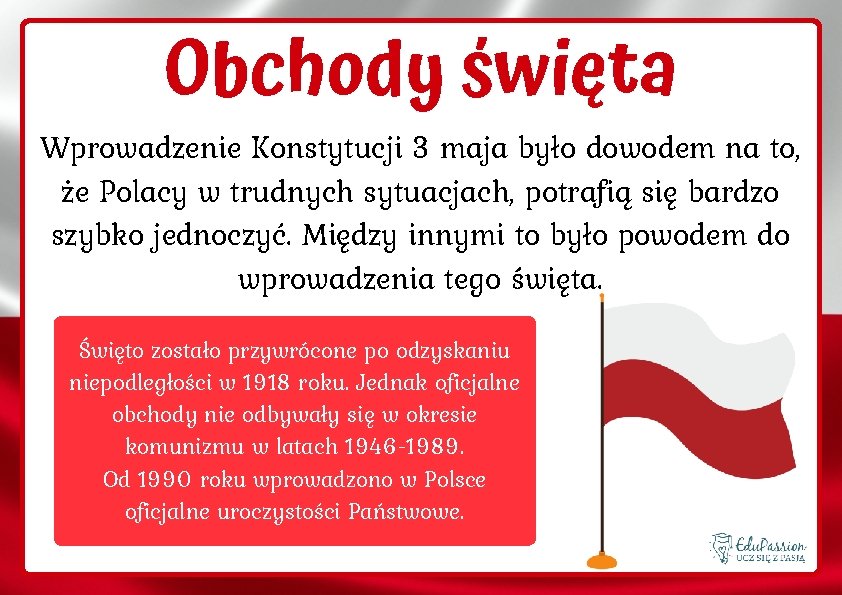 Obchody święta Wprowadzenie Konstytucji 3 maja było dowodem na to, że Polacy w trudnych