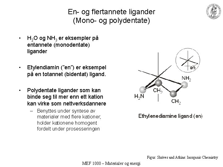 En- og flertannete ligander (Mono- og polydentate) • H 2 O og NH 3