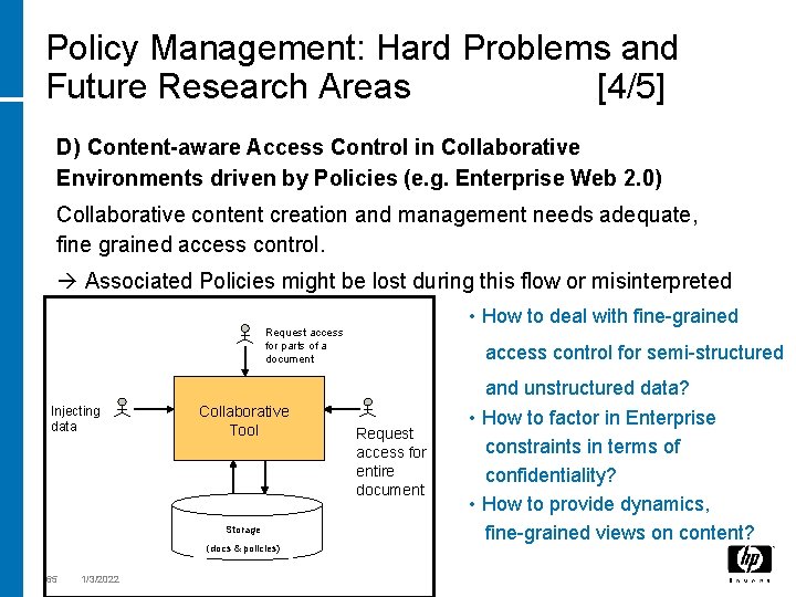 Policy Management: Hard Problems and Future Research Areas [4/5] D) Content-aware Access Control in