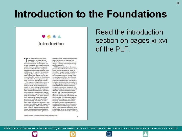 16 Introduction to the Foundations Read the introduction section on pages xi-xvi of the