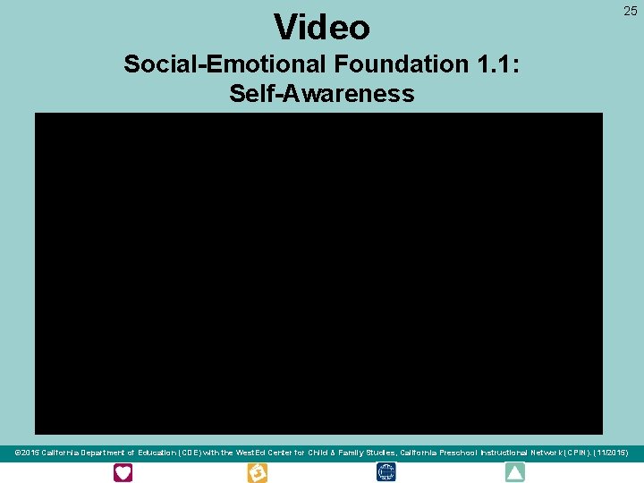 Video 25 Social-Emotional Foundation 1. 1: Self-Awareness © 2015 California Department of Education (CDE)