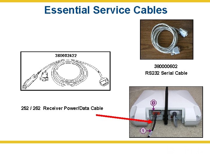 Essential Service Cables 380000602 RS 232 Serial Cable 252 / 262 Receiver Power/Data Cable