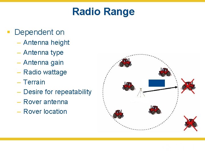 Radio Range § Dependent on – – – – Antenna height Antenna type Antenna