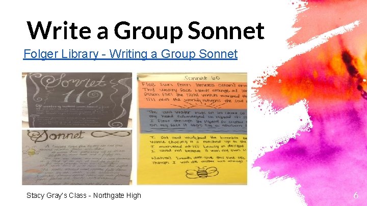 Write a Group Sonnet Folger Library - Writing a Group Sonnet Stacy Gray’s Class