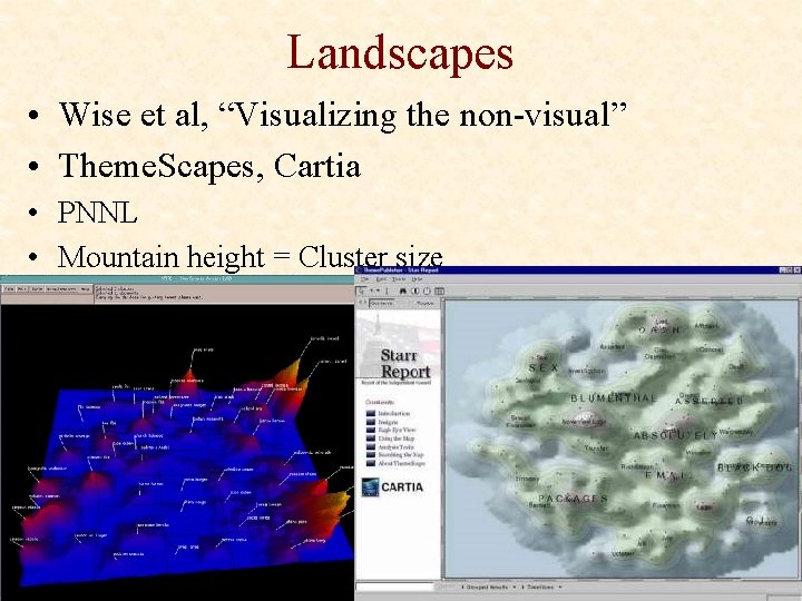 Landscapes • Wise et al, “Visualizing the non-visual” • Theme. Scapes, Cartia • PNNL