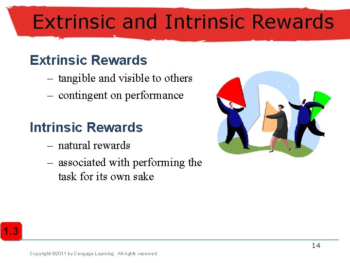 Extrinsic and Intrinsic Rewards Extrinsic Rewards – tangible and visible to others – contingent