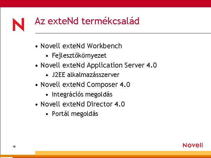 Az exte. Nd termékcsalád • Novell exte. Nd Workbench • Fejlesztőkörnyezet • Novell exte.