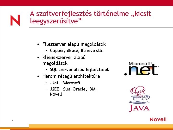 A szoftverfejlesztés történelme „kicsit leegyszerűsítve” • Fileszerver alapú megoldások – Clipper, d. Base, Btrieve