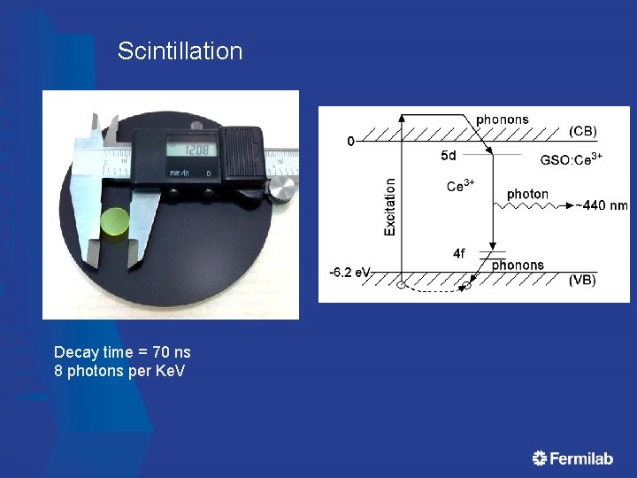 Scintillation Decay time = 70 ns 8 photons per Ke. V Scintillation Decay time = 70 ns 8 photons per Ke. V