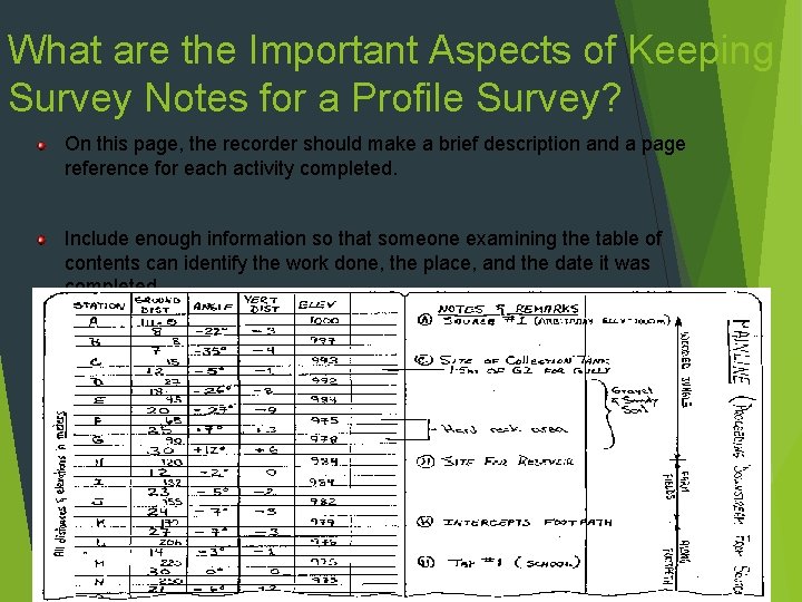 What are the Important Aspects of Keeping Survey Notes for a Profile Survey? On