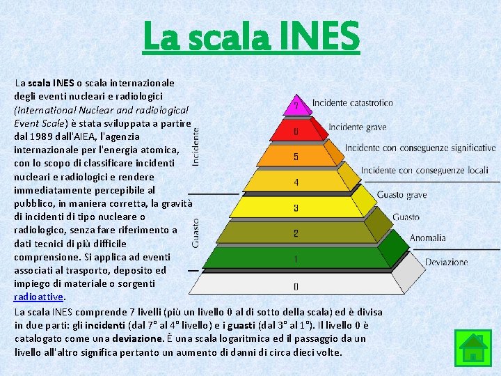 La scala INES o scala internazionale degli eventi nucleari e radiologici (International Nuclear and