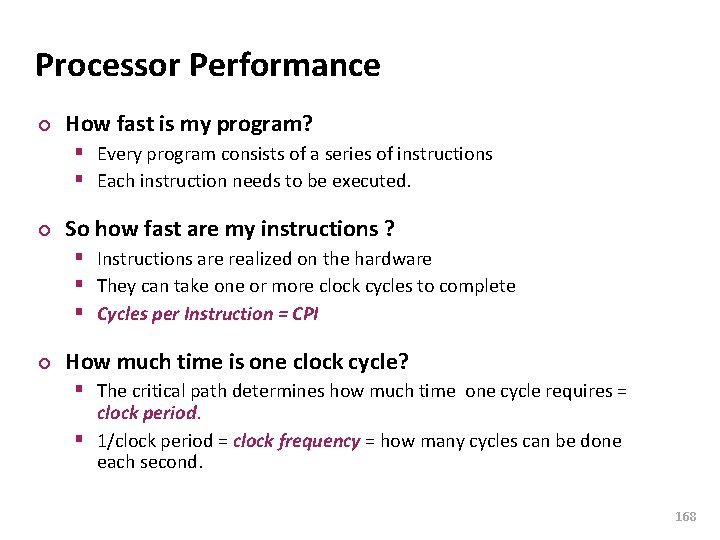 Carnegie Mellon Processor Performance ¢ How fast is my program? § Every program consists