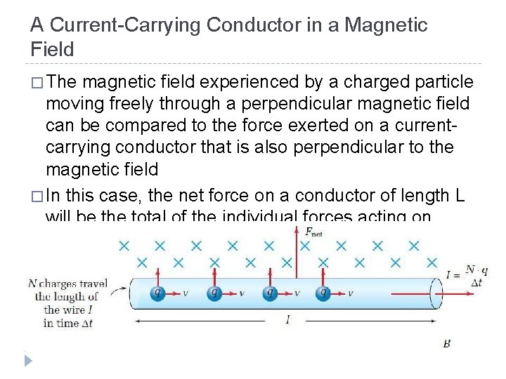 A Current-Carrying Conductor in a Magnetic Field � The magnetic field experienced by a