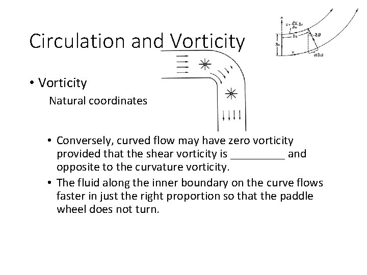 Circulation and Vorticity • Vorticity Natural coordinates • Conversely, curved flow may have zero