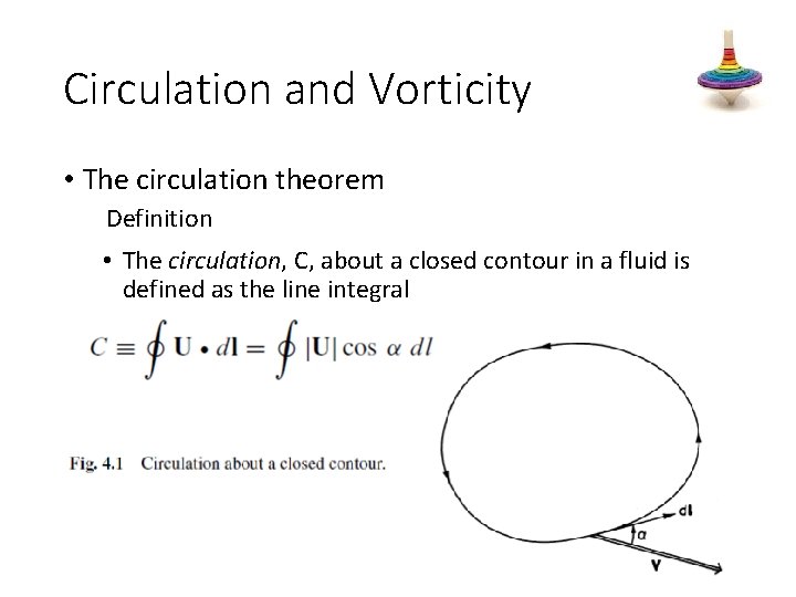 Circulation and Vorticity • The circulation theorem Definition • The circulation, C, about a