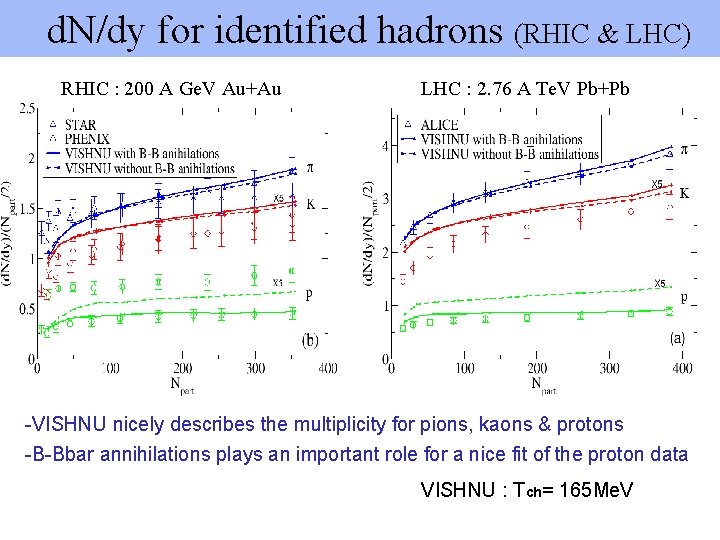 d. N/dy for identified hadrons (RHIC & LHC) RHIC : 200 A Ge. V