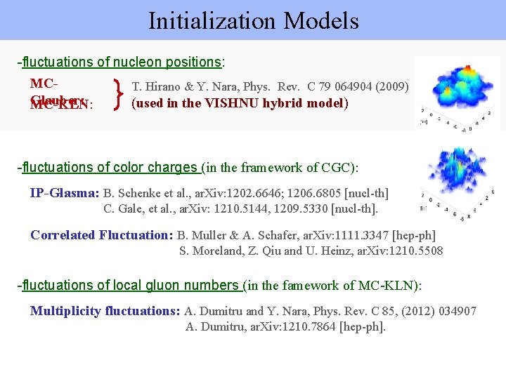 Initialization Models -fluctuations of nucleon positions: MCT. Hirano & Y. Nara, Phys. Rev. C