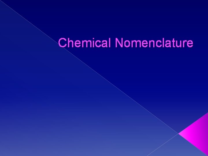 Chemical Nomenclature 