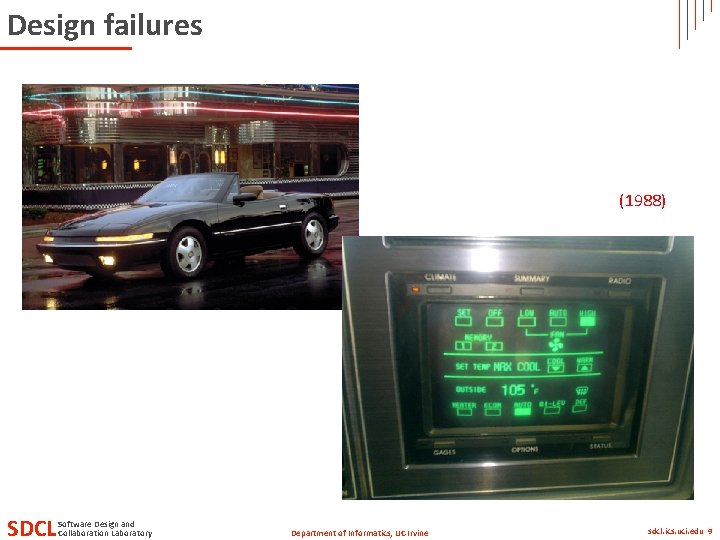 Design failures (1988) SDCL Software Design and Collaboration Laboratory Department of Informatics, UC Irvine