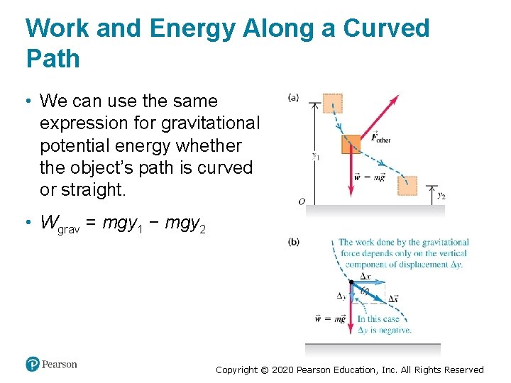 Work and Energy Along a Curved Path • We can use the same expression
