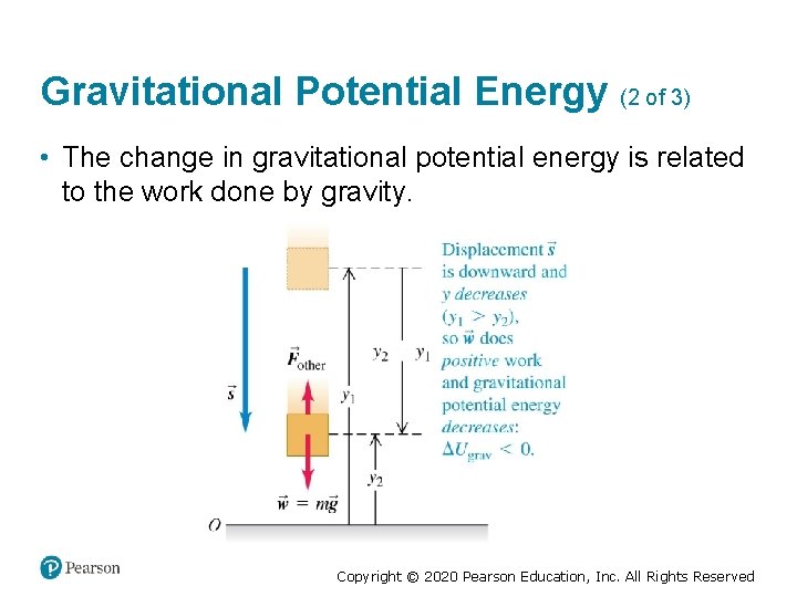 Gravitational Potential Energy (2 of 3) • The change in gravitational potential energy is