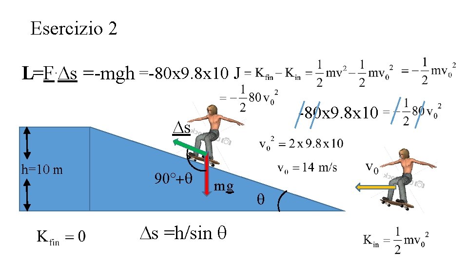 Esercizio 2 L=F. Ds =-mgh =-80 x 9. 8 x 10 J -80 x