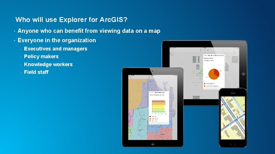 Who will use Explorer for Arc. GIS? • Anyone who can benefit from viewing