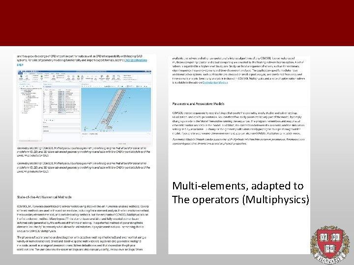 Multi-elements, adapted to The operators (Multiphysics) 