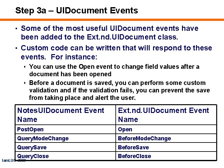 Step 3 a – UIDocument Events • Some of the most useful UIDocument events