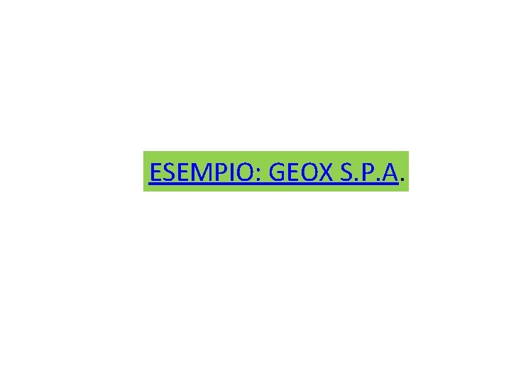 ESEMPIO: GEOX S. P. A. 