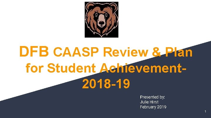 DFB CAASP Review & Plan for Student Achievement 2018 -19 Presented by: Julie Hirst