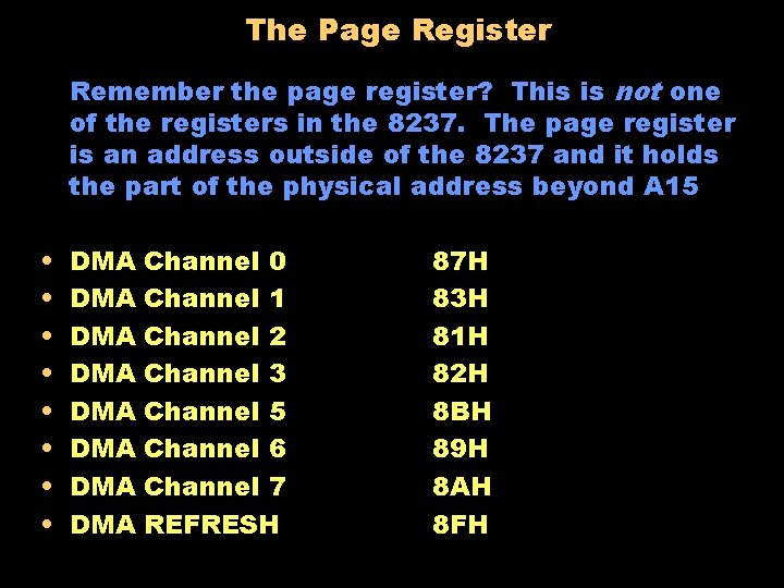 The Page Register Remember the page register? This is not one of the registers