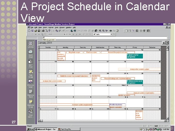A Project Schedule in Calendar View 27 
