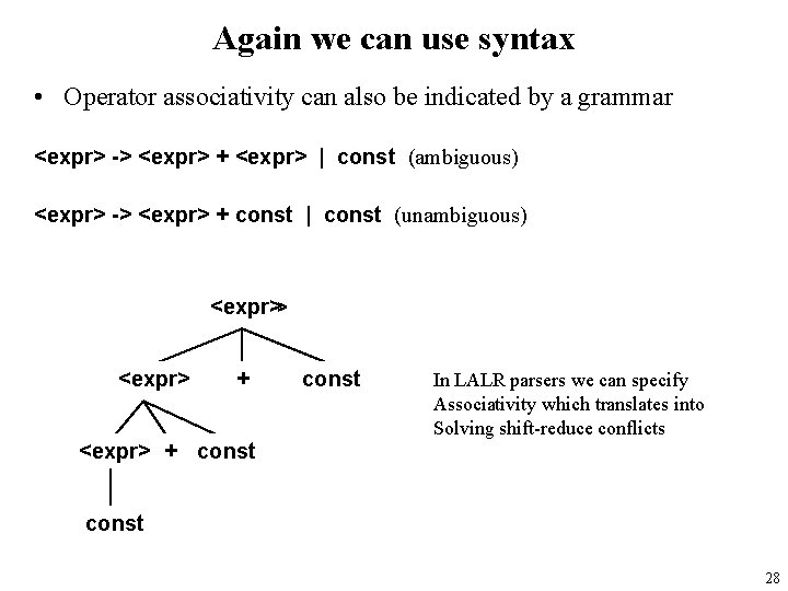 Again we can use syntax • Operator associativity can also be indicated by a