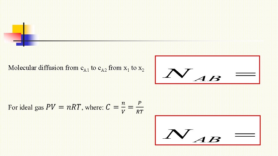 Molecular diffusion from c. A 1 to c. A 2 from x 1 to