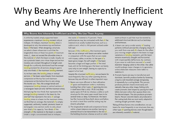 Why Beams Are Inherently Inefficient and Why We Use Them Anyway 