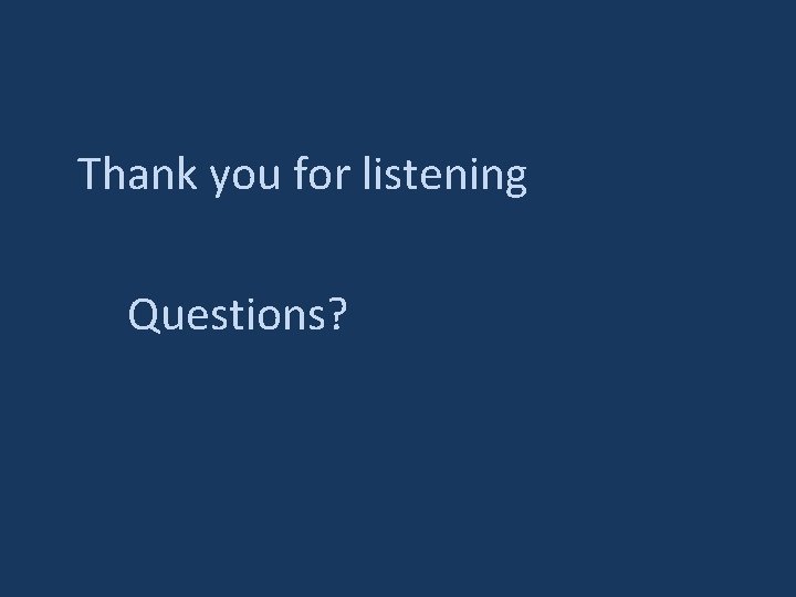 Thank you for listening Questions? 