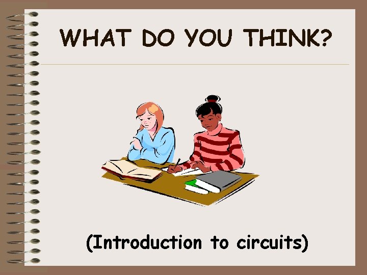 WHAT DO YOU THINK? (Introduction to circuits) 
